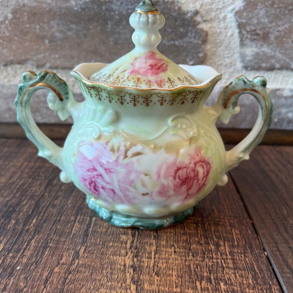 Nippon tea set vintage tea set Handpainted tea set Japan Nippon set pink green - Picture 5 of 16